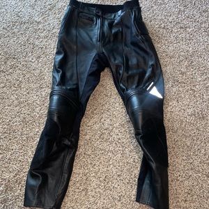 Firstgear Leather Track Motorcycle Riding Pants Black Armored